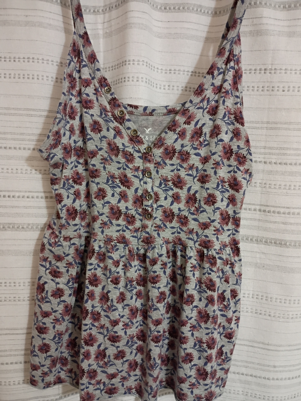 American Eagle Outfitters Gray Tank with Pink Floral Print